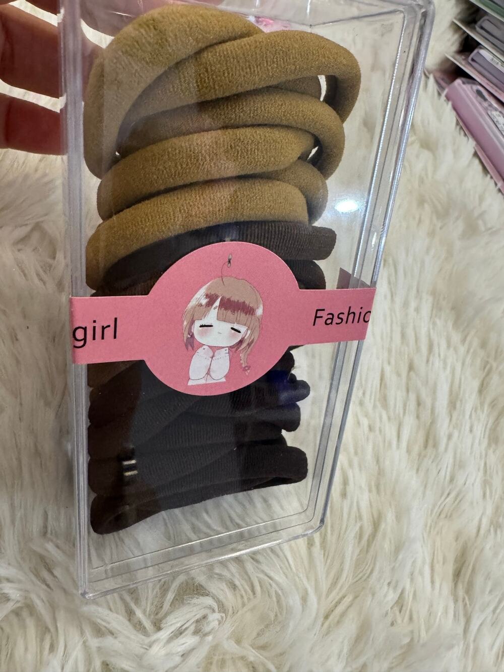 Brown and khaki ombré  hair tie  scrunchies in a box